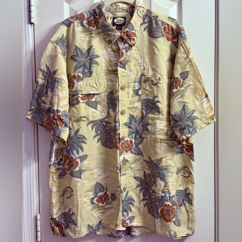 Vintage Tommy Bahama Relax Camp Shirt Tropical Floral Hawaiian Shirt Mens Large